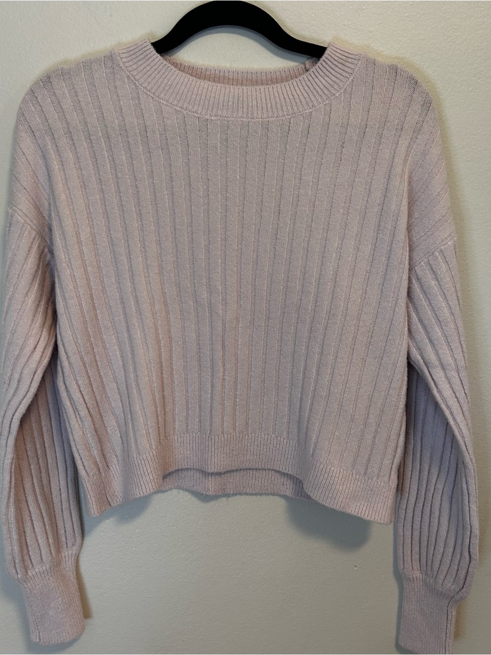 Sanctuary Pale Pink Ribbed Crewneck Sweater